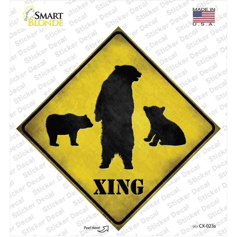 CX-023s-M Bears Xing Novelty Diamond Sticker Decal - Medium