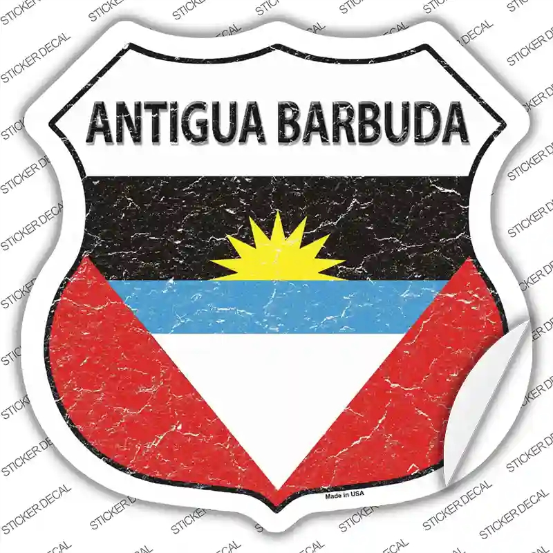 HS-173s-S Antigua Barbuda Flag Novelty Highway Shield Sticker Decal - Small