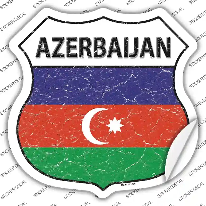 HS-179s-L Azerbaijan Flag Novelty Highway Shield Sticker Decal - Large