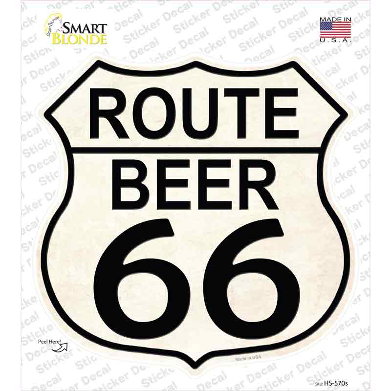HS-570s-M Route Beer 66 Novelty Highway Shield Sticker Decal - Medium
