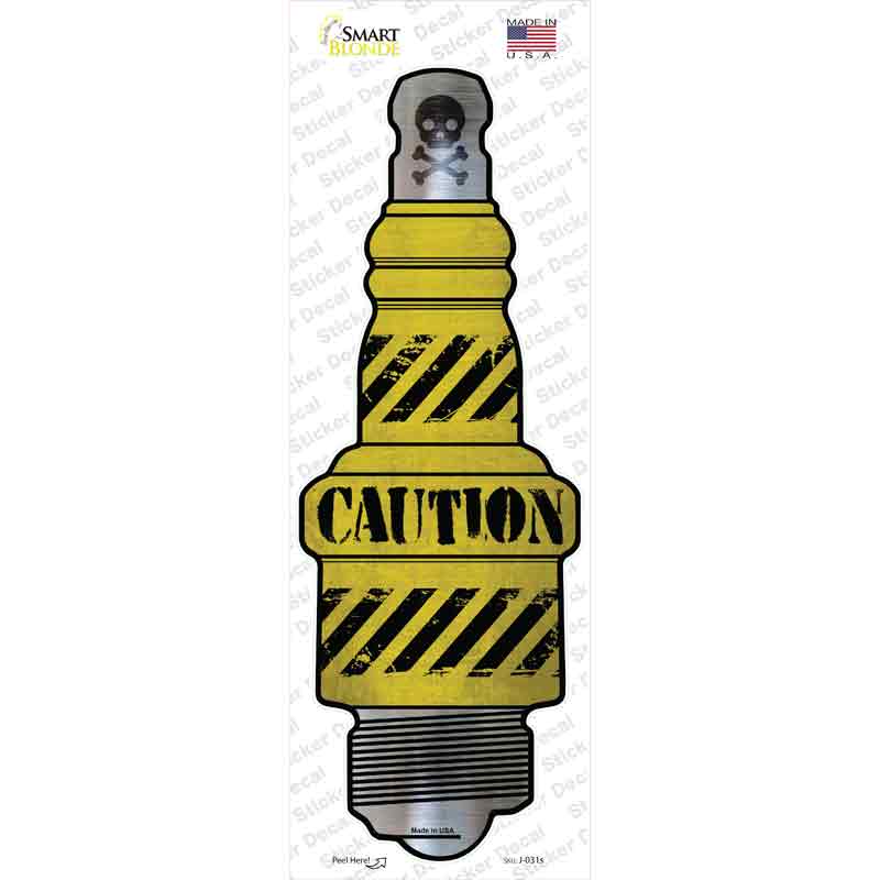 J-031s-M Caution Novelty Spark Plug Sticker Decal - Medium