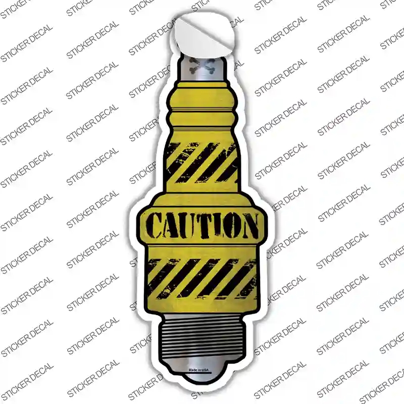 J-031s-XL Caution Novelty Spark Plug Sticker Decal - Extra Large