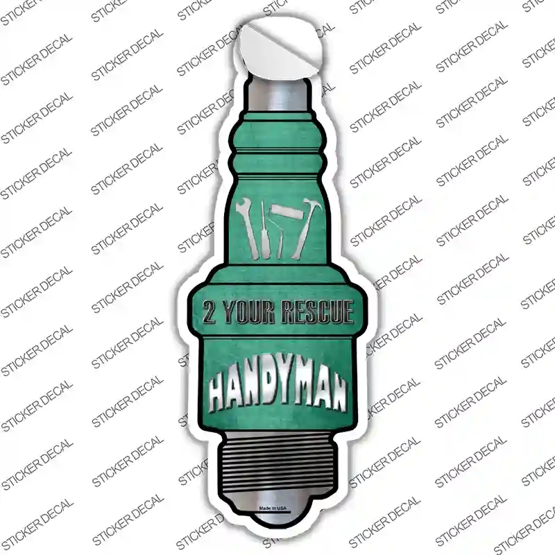 J-032s-L Handyman Novelty Spark Plug Sticker Decal - Large