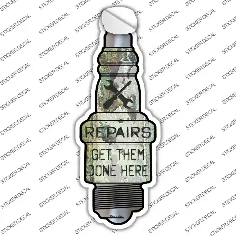 J-034s-XL Repair Novelty Spark Plug Sticker Decal - Extra Large