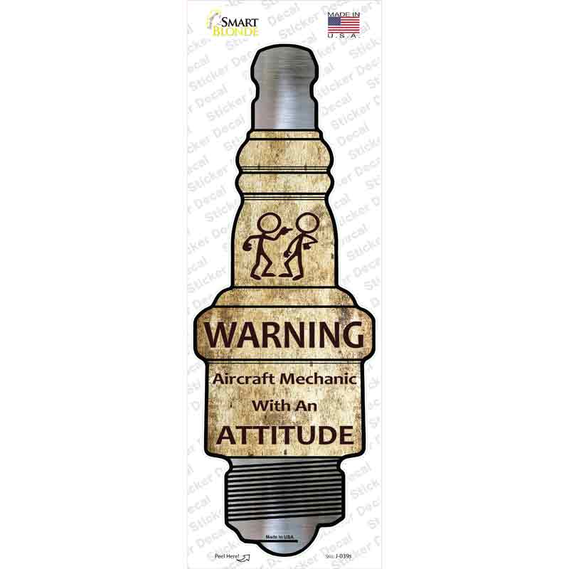 J-039s-M Aircraft Mechanic Novelty Spark Plug Sticker Decal - Medium