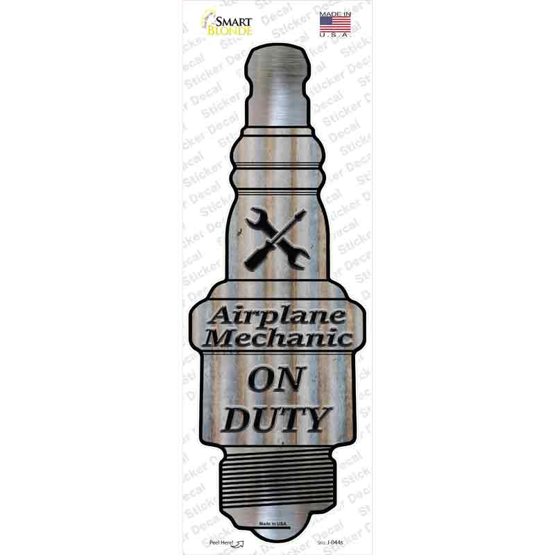 J-044s-M Airplane Mechanic on Duty Novelty Spark Plug Sticker Decal - Medium