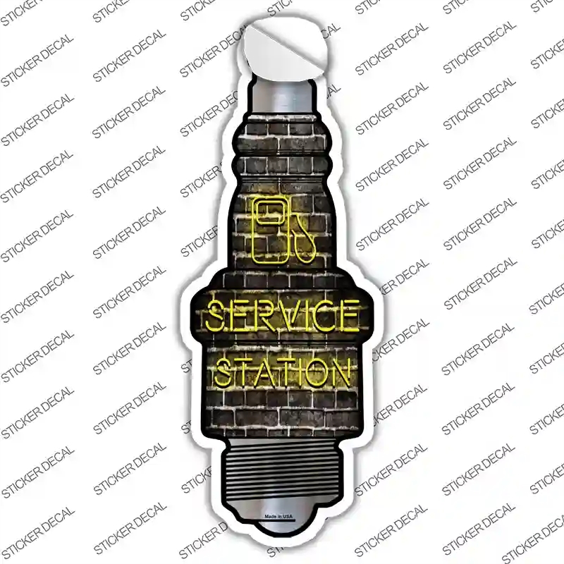 J-052s-S Service Station Novelty Spark Plug Sticker Decal - Small