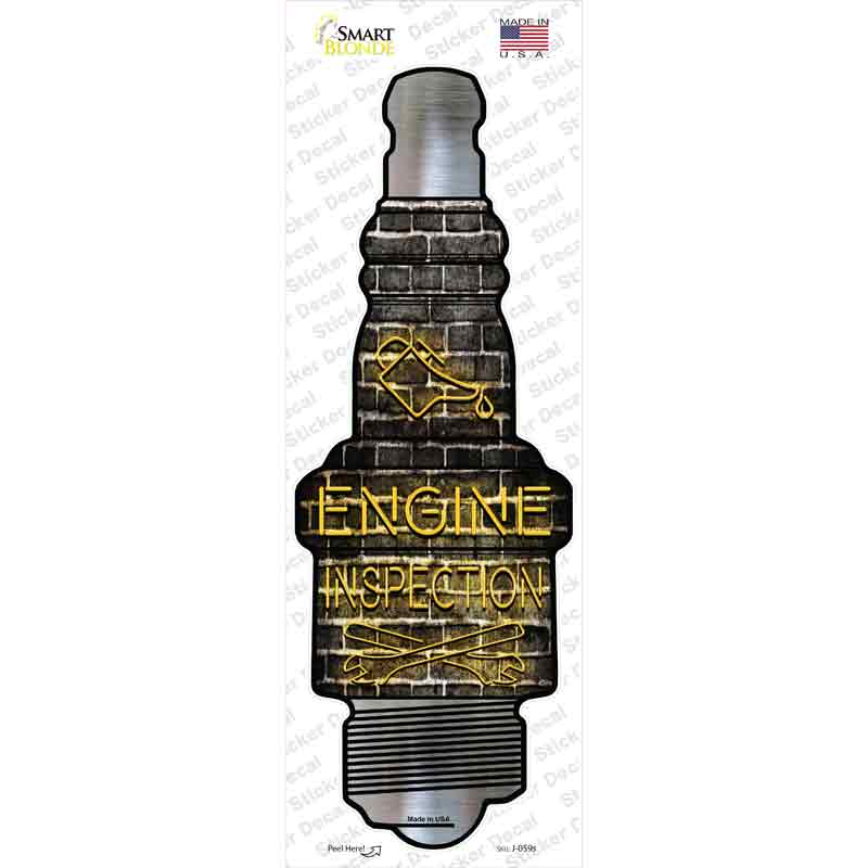 J-059s-M Engine Inspection Novelty Spark Plug Sticker Decal - Medium