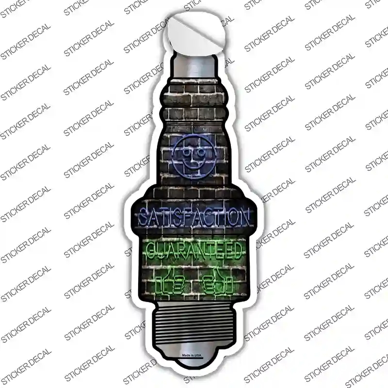 J-060s-L Satisfaction Guaranteed Novelty Spark Plug Sticker Decal - Large