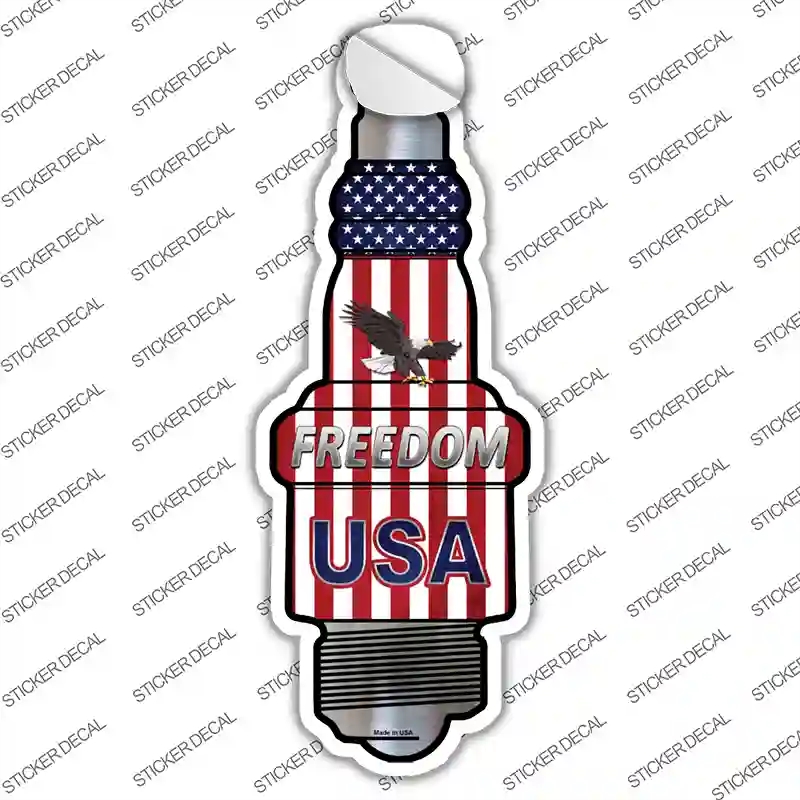 J-018s-S Freedom USA Novelty Spark Plug Sticker Decal - Small