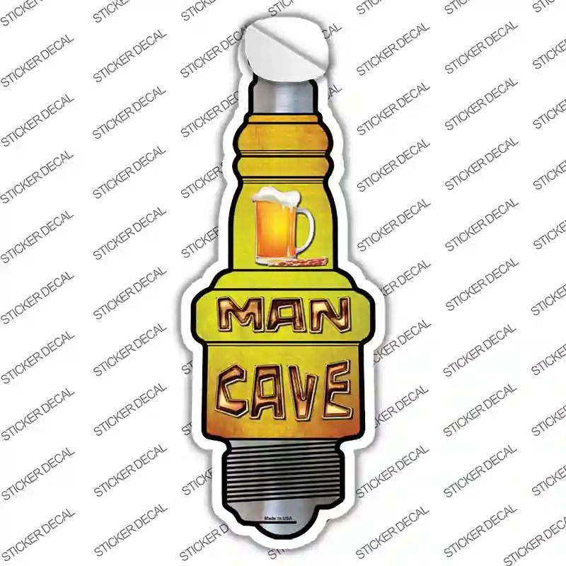 J-022s-S Man Cave Novelty Spark Plug Sticker Decal - Small