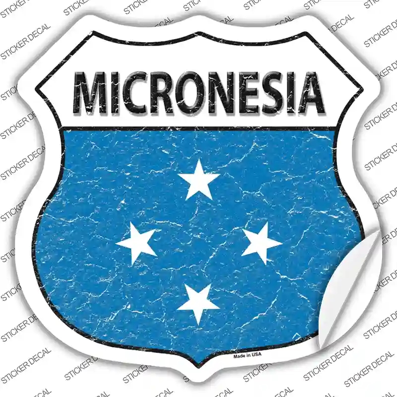 HS-333s-L Micronesia Flag Novelty Highway Shield Sticker Decal - Large