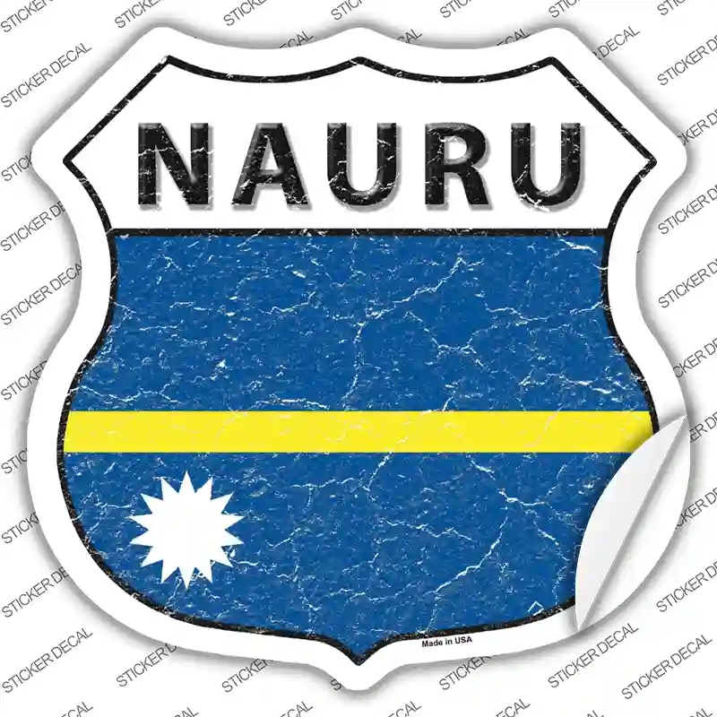 HS-345s-XL Nauru Flag Novelty Highway Shield Sticker Decal - Extra Large