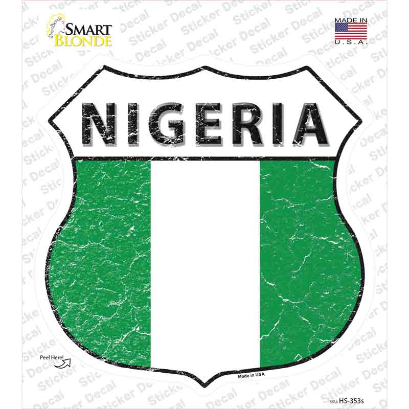 HS-353s-M Nigeria Flag Novelty Highway Shield Sticker Decal - Medium