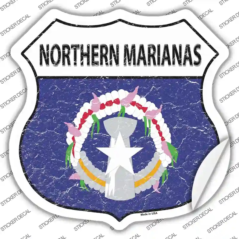 HS-358s-L Northern Marianas Flag Novelty Highway Shield Sticker Decal - Large