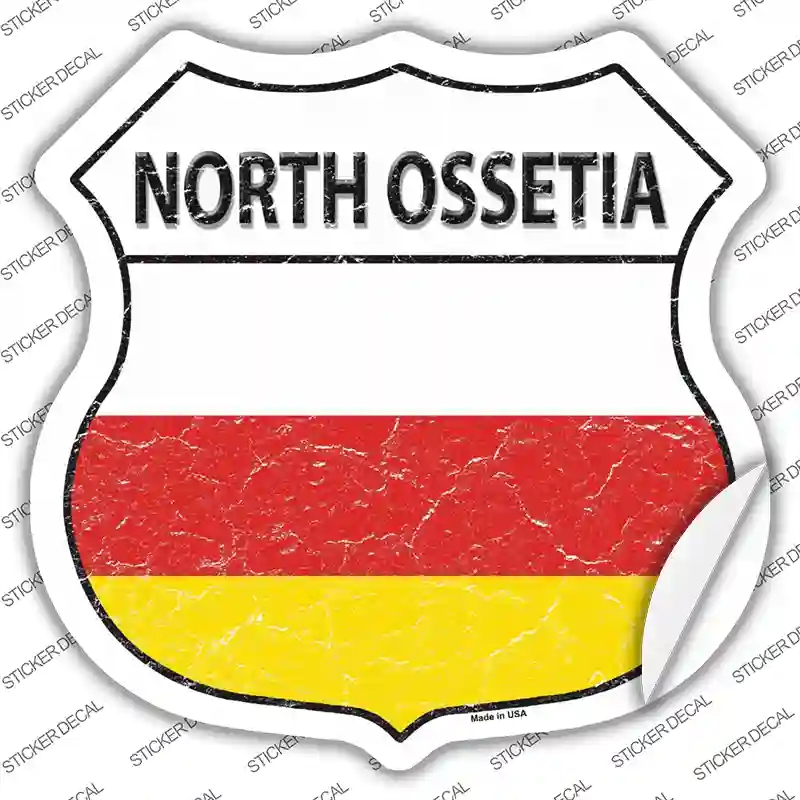 HS-359s-L North Ossetia Flag Novelty Highway Shield Sticker Decal - Large