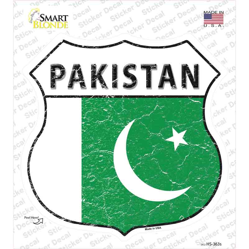 HS-363s-M Pakistan Flag Novelty Highway Shield Sticker Decal - Medium