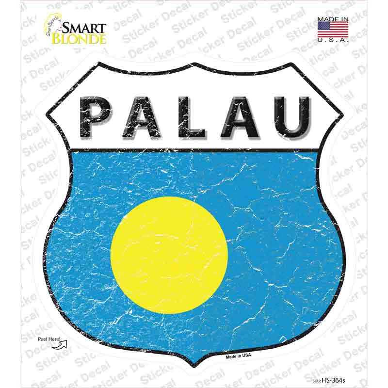 HS-364s-M Palau Flag Novelty Highway Shield Sticker Decal - Medium