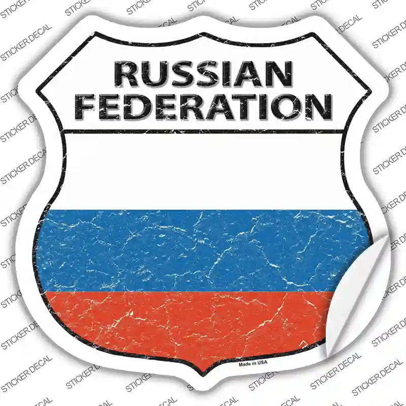 HS-377s-S Russian Federation Flag Novelty Highway Shield Sticker Decal - Small