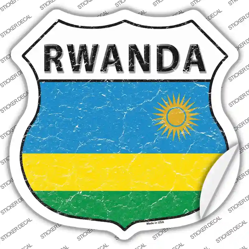 HS-378s-S Rwanda Flag Novelty Highway Shield Sticker Decal - Small