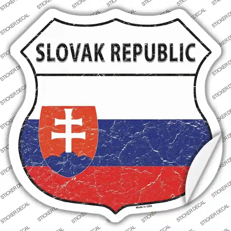 HS-395s-S Slovak Republic Flag Novelty Highway Shield Sticker Decal - Small