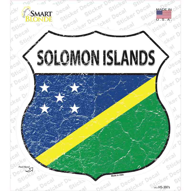 HS-397s-M Solomon Islands Flag Novelty Highway Shield Sticker Decal - Medium