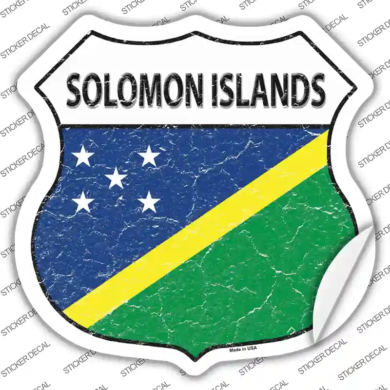HS-397s-S Solomon Islands Flag Novelty Highway Shield Sticker Decal - Small