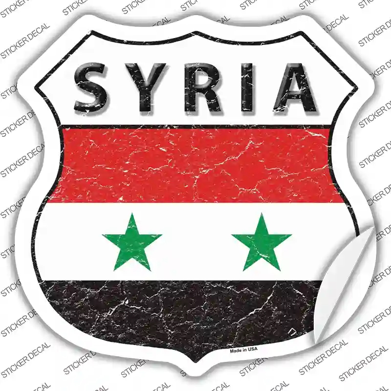 HS-415s-L Syria Flag Novelty Highway Shield Sticker Decal - Large