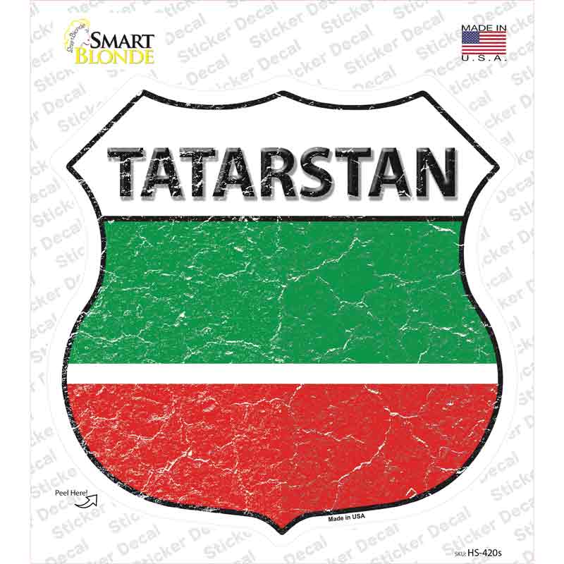 HS-420s-M Tatarstan Flag Novelty Highway Shield Sticker Decal - Medium