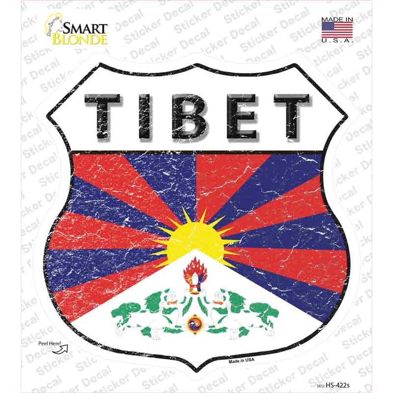 HS-422s-M Tibet Flag Novelty Highway Shield Sticker Decal - Medium