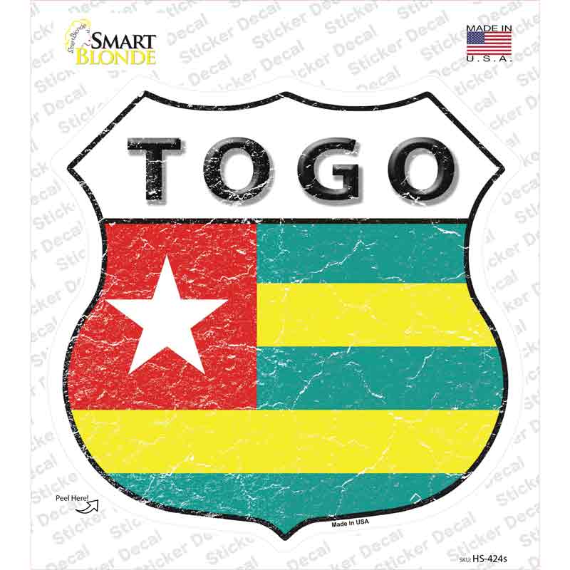 HS-424s-M Togo Flag Novelty Highway Shield Sticker Decal - Medium