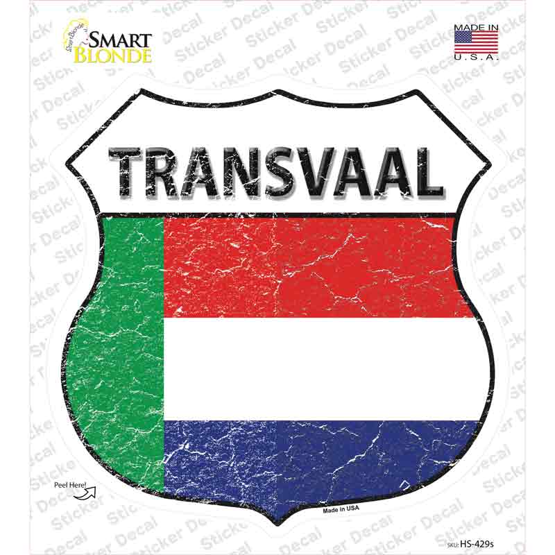 HS-429s-M Transvaal Flag Novelty Highway Shield Sticker Decal - Medium