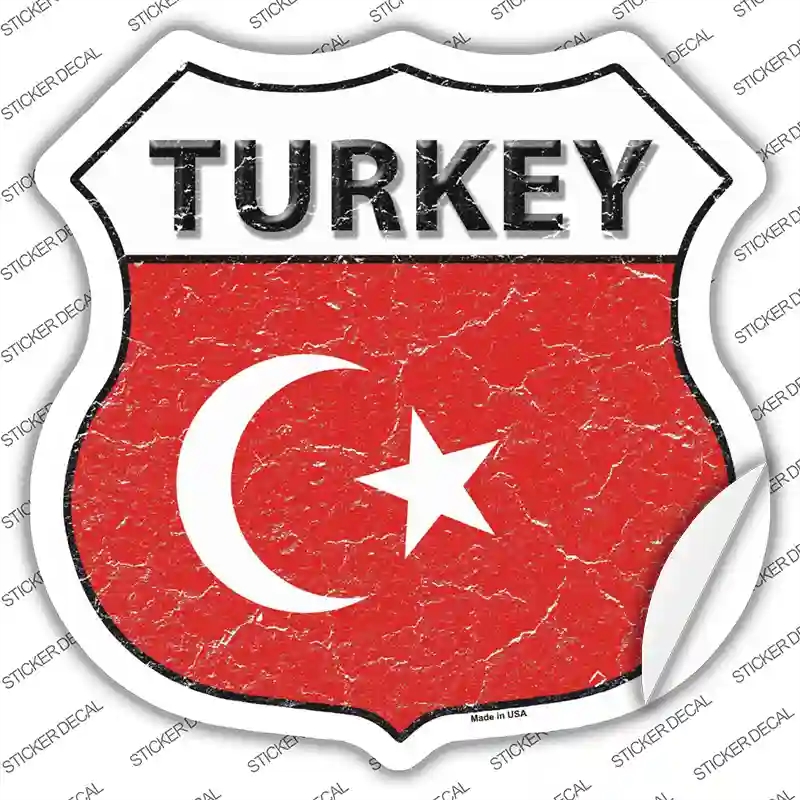 HS-433s-L Turkey Chain Flag Novelty Highway Shield Sticker Decal - Large