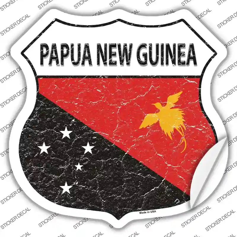 HS-367s-L Papua   Guinea Flag Novelty Highway Shield Sticker Decal - Large