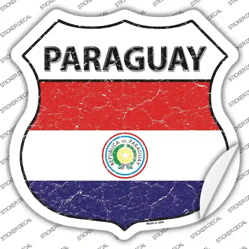 HS-368s-L Paraguay Flag Novelty Highway Shield Sticker Decal - Large