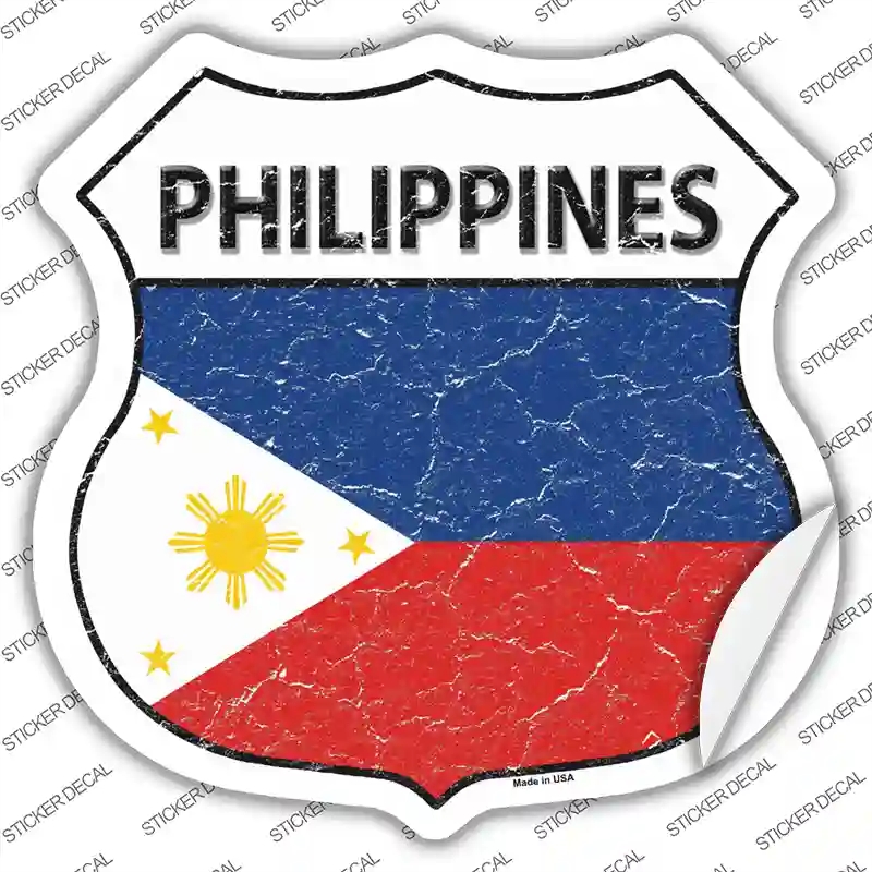 HS-370s-L Philippines Flag Novelty Highway Shield Sticker Decal - Large