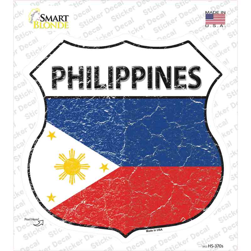 HS-370s-M Philippines Flag Novelty Highway Shield Sticker Decal - Medium