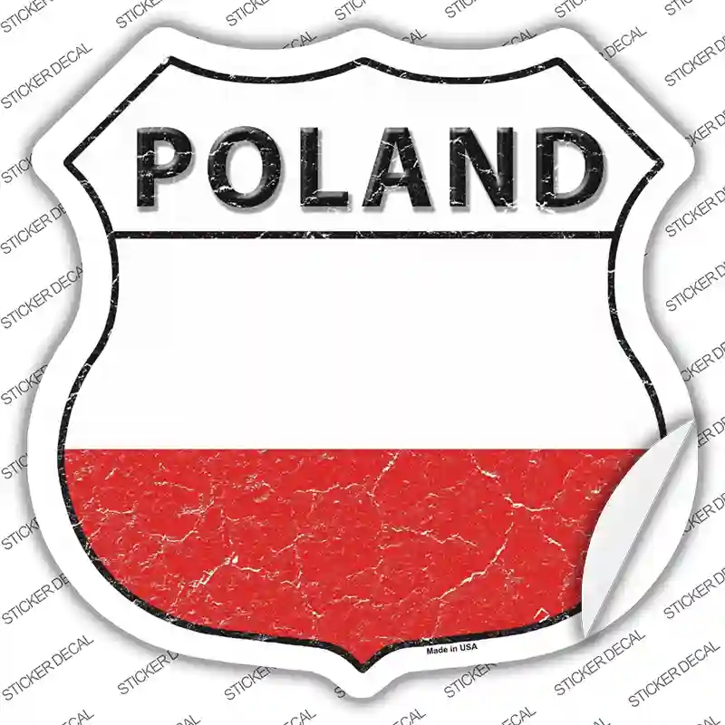 HS-371s-XL Poland Flag Novelty Highway Shield Sticker Decal - Extra Large
