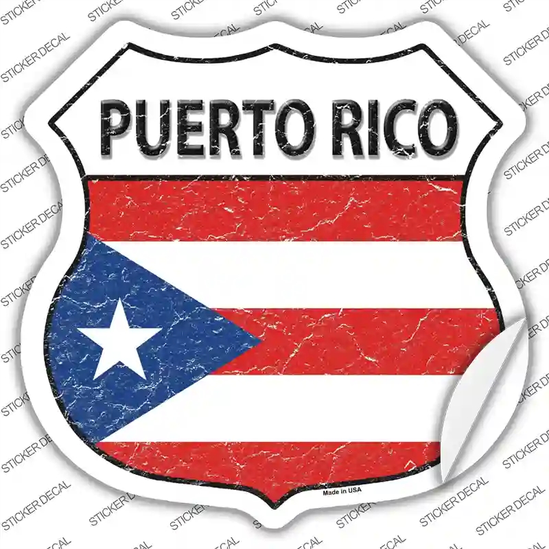 HS-373s-XL Puerto Rico Flag Novelty Highway Shield Sticker Decal - Extra Large