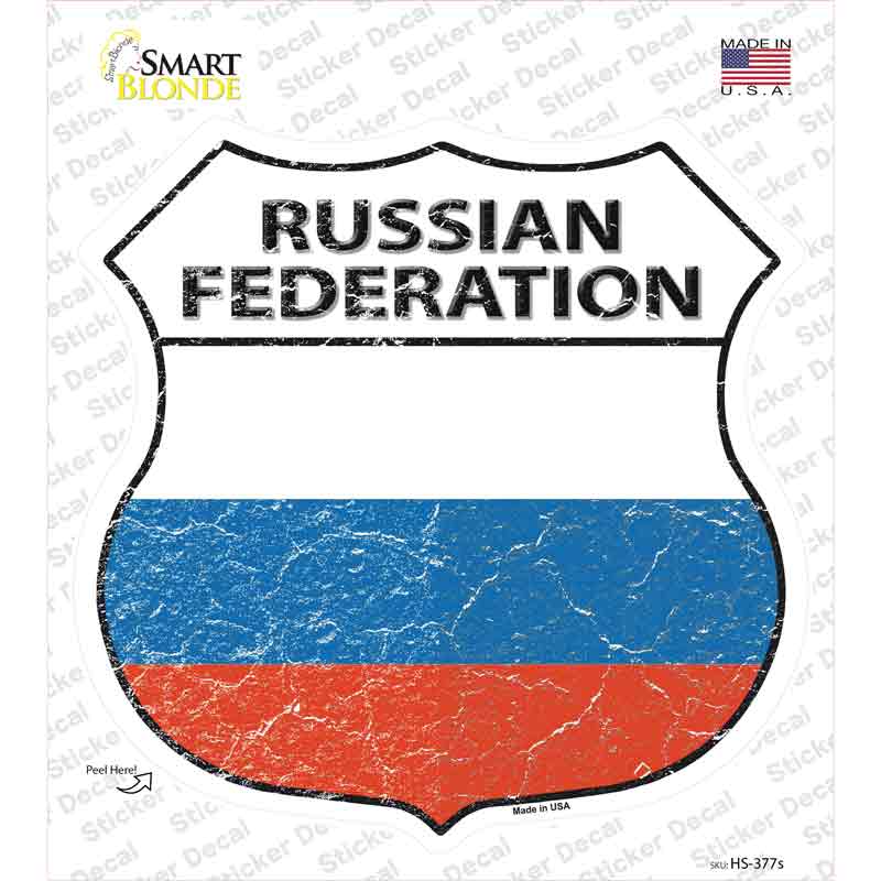 HS-377s-M Russian Federation Flag Novelty Highway Shield Sticker Decal - Medium