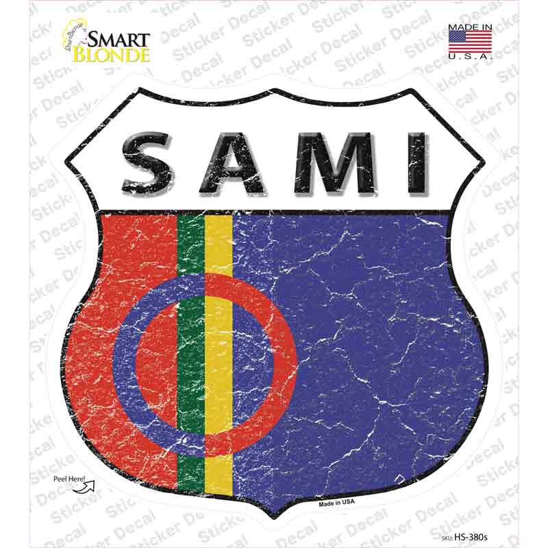 HS-380s-M Sami Flag Novelty Highway Shield Sticker Decal - Medium