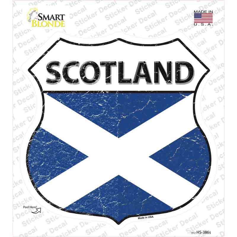 HS-386s-M Scotland Flag Novelty Highway Shield Sticker Decal - Medium