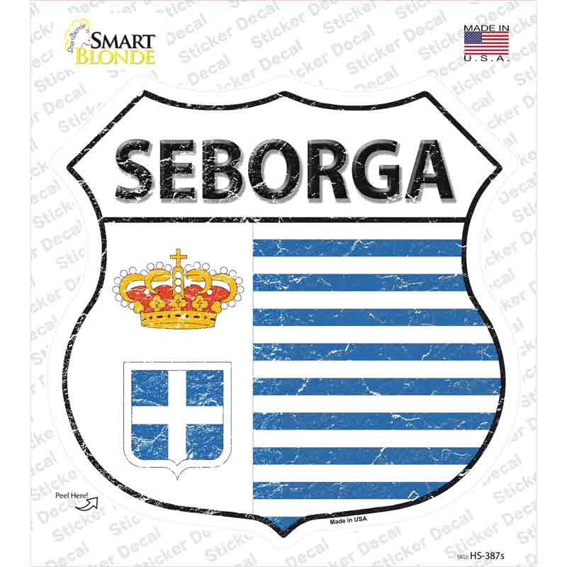 HS-387s-M Seborga Flag Novelty Highway Shield Sticker Decal - Medium