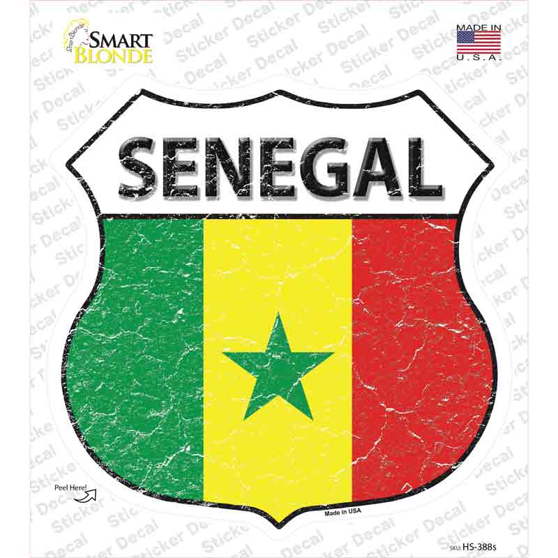HS-388s-M Senegal Flag Novelty Highway Shield Sticker Decal - Medium