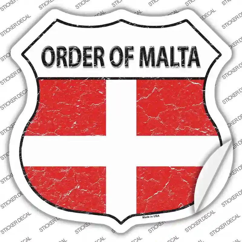 HS-401s-S Order of Malta Flag Novelty Highway Shield Sticker Decal - Small
