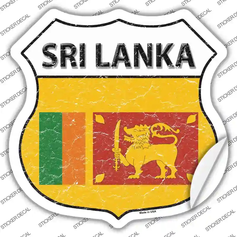 HS-403s-L Sri Lanka Flag Novelty Highway Shield Sticker Decal - Large