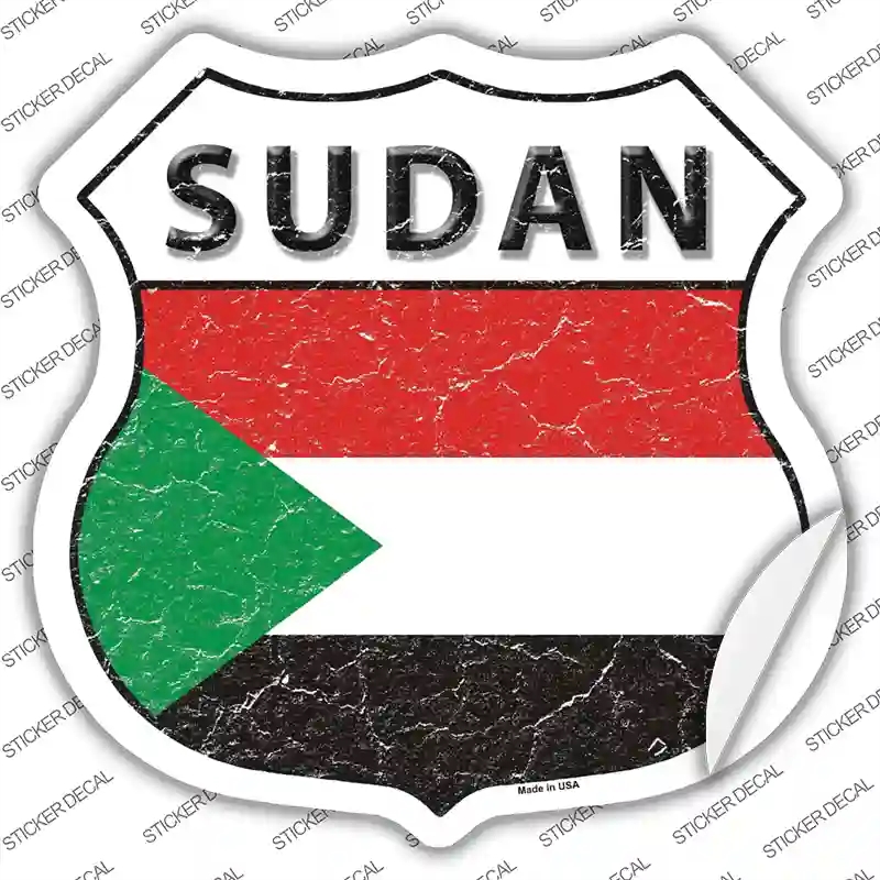 HS-410s-S Sudan Flag Novelty Highway Shield Sticker Decal - Small