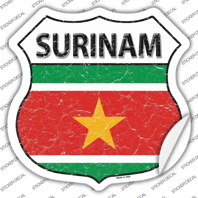 HS-411s-L Surinam Flag Novelty Highway Shield Sticker Decal - Large