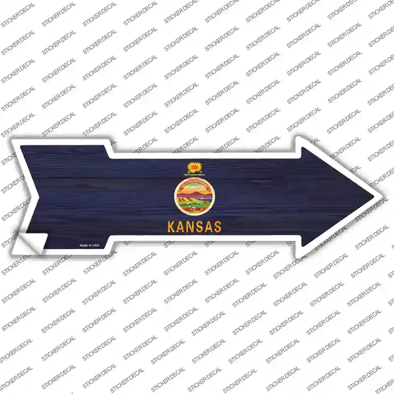 A-537s-XL Kansas State Flag Novelty Arrow Sticker Decal - Extra Large