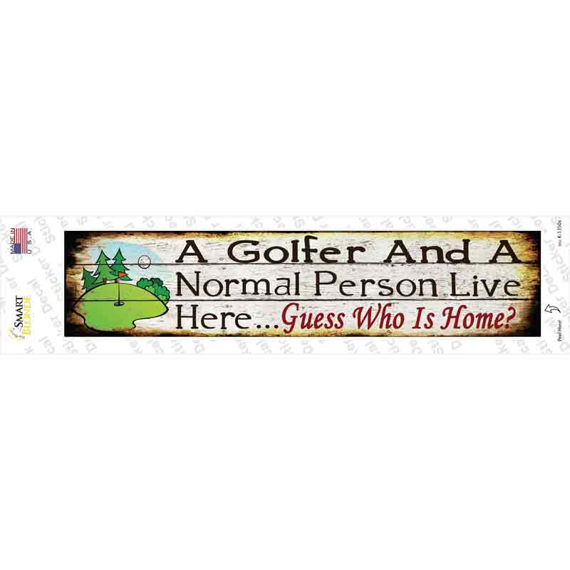 K-1350s-M Golfer & Normal Person Novelty Narrow Sticker Decal - Medium